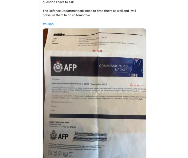 Australian Federal Police Finally Drop Covid Vaccine Mandates: Devastating Effects Remain