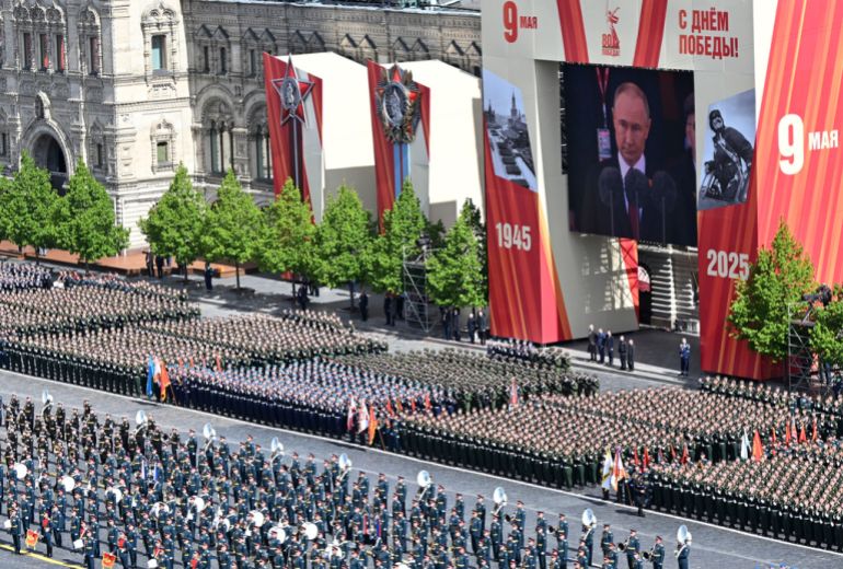 Moscow and Kyiv trade accusations as Russia holds Victory Day spectacle