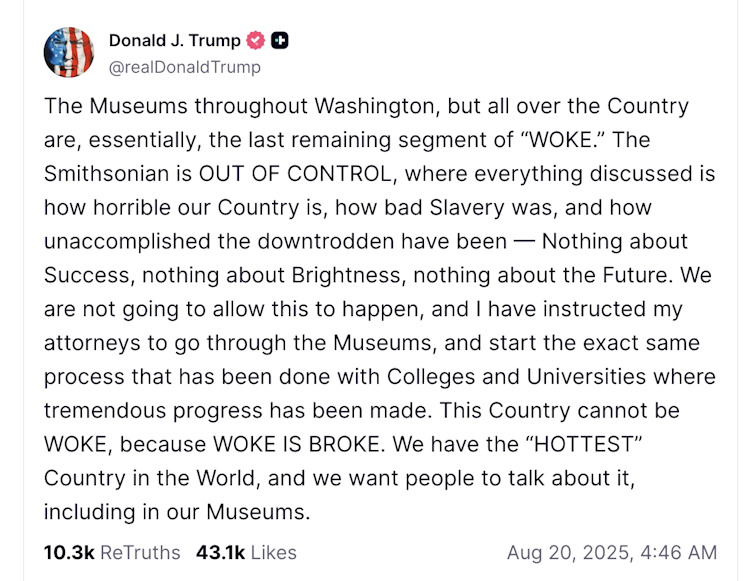 Trump isn’t the first US politician to pick a fight with the Smithsonian. But this time could be different