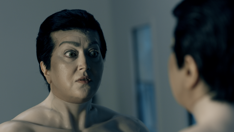 The artifice of the manosphere comes to the screen. It’s comedic – but also confronting
