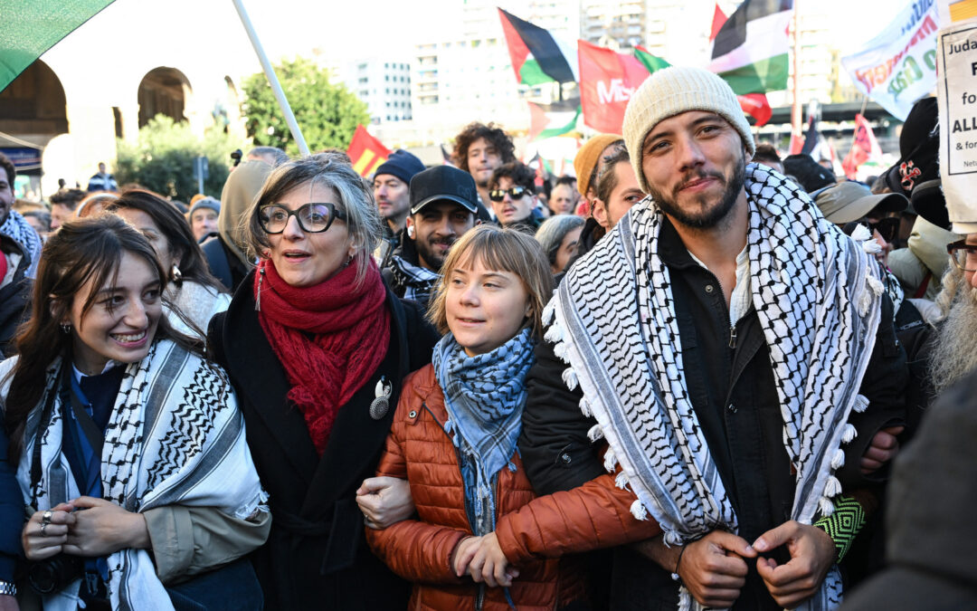 Thunberg and Albanese join pro-Palestine protests in Italy