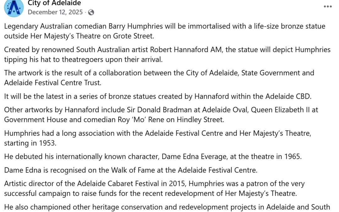 Barry Humphries’ bronze legacy