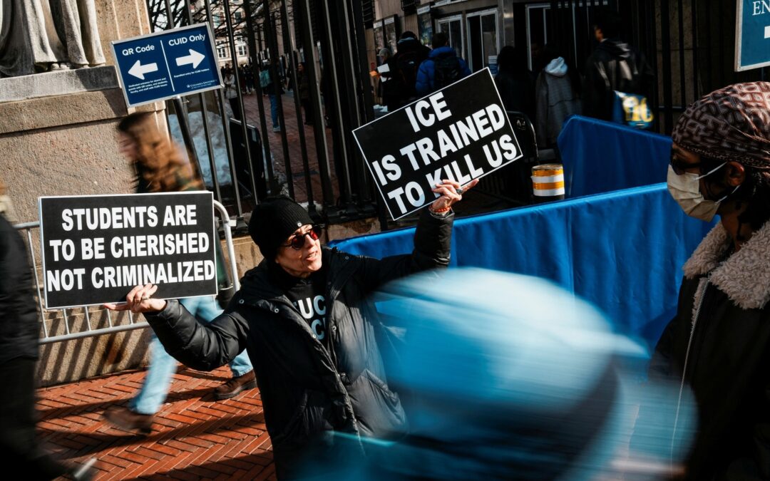 Columbia University students protest ICE arrest at university housing