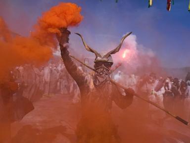 ‘Flour war’ erupts in Greek seaside town as revelers celebrate the start of Lent
