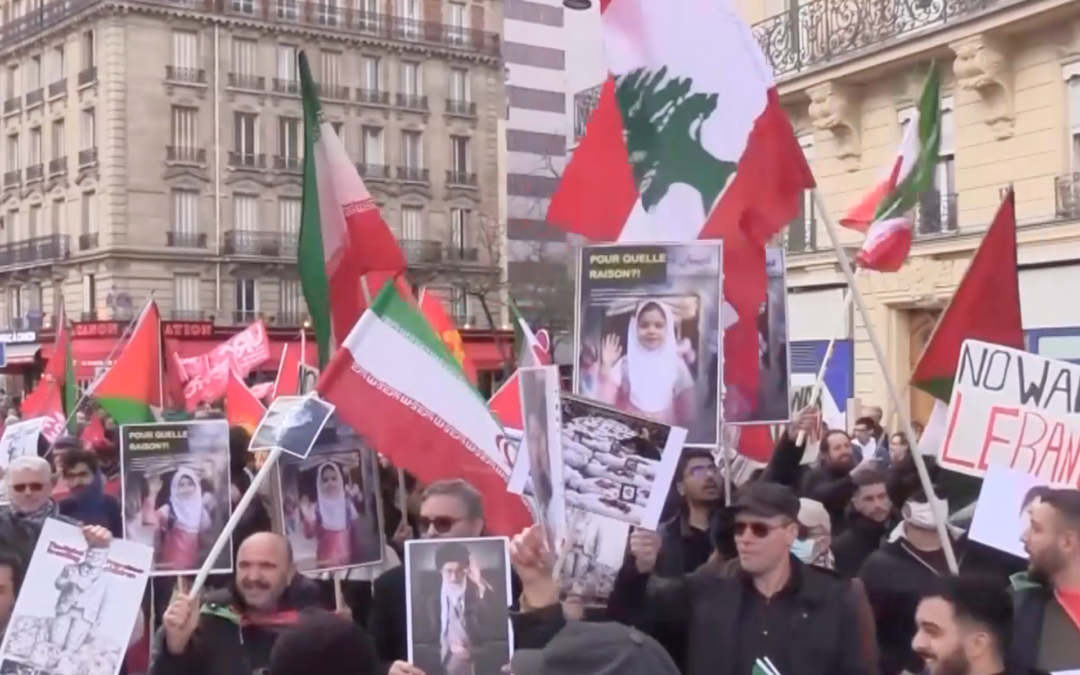 Thousands in Paris protest military actions in Iran, Lebanon and Palestine