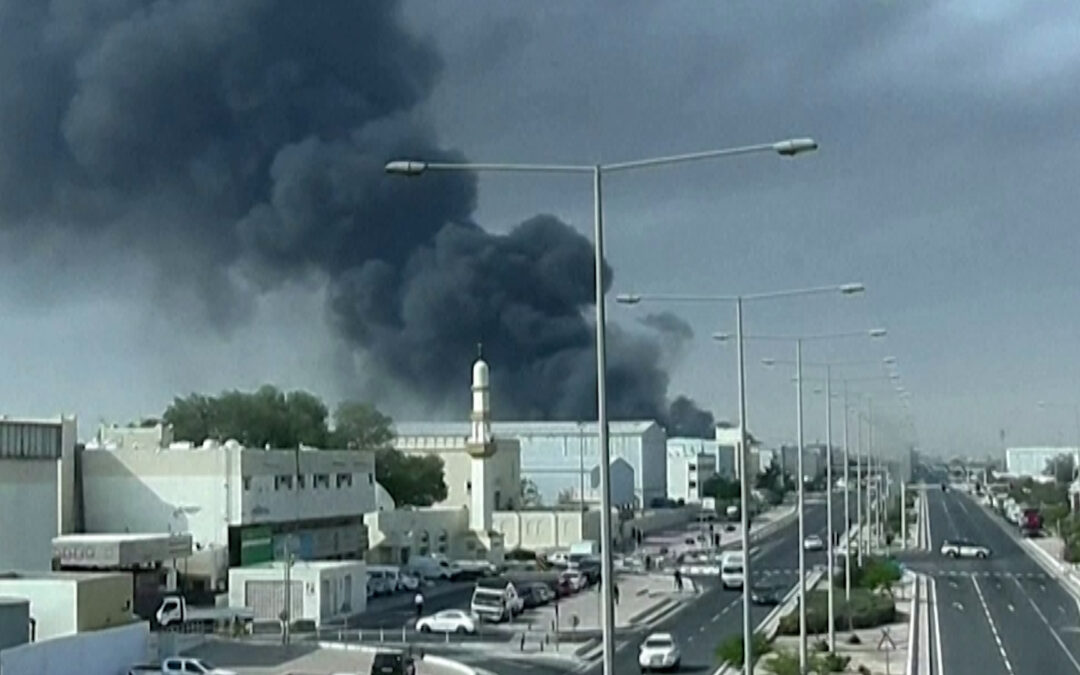 Smoke rises above Qatar capital Doha after Iranian missiles shot down