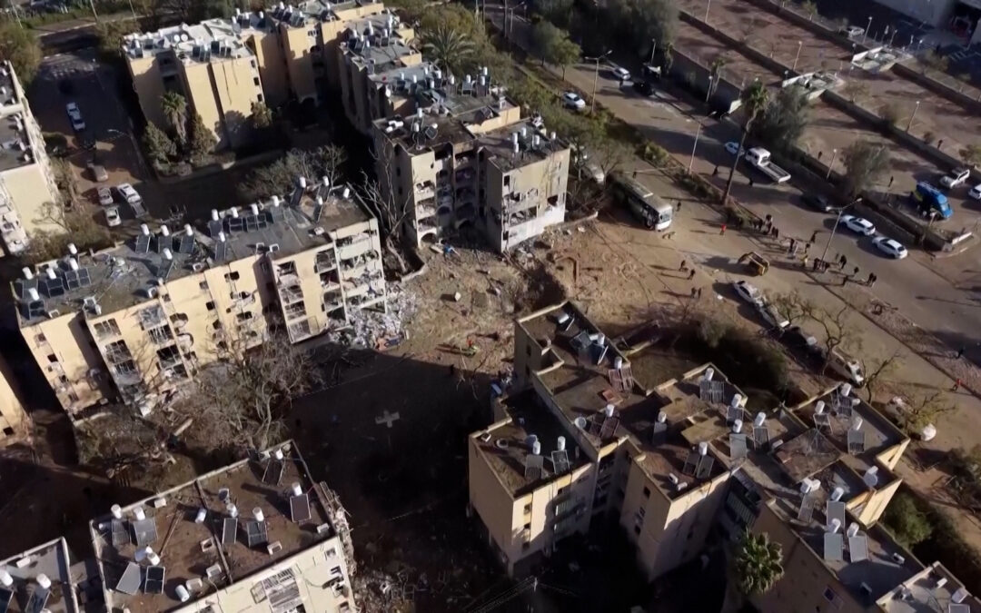 Drone footage shows damage in Arad after overnight Iranian missile attack