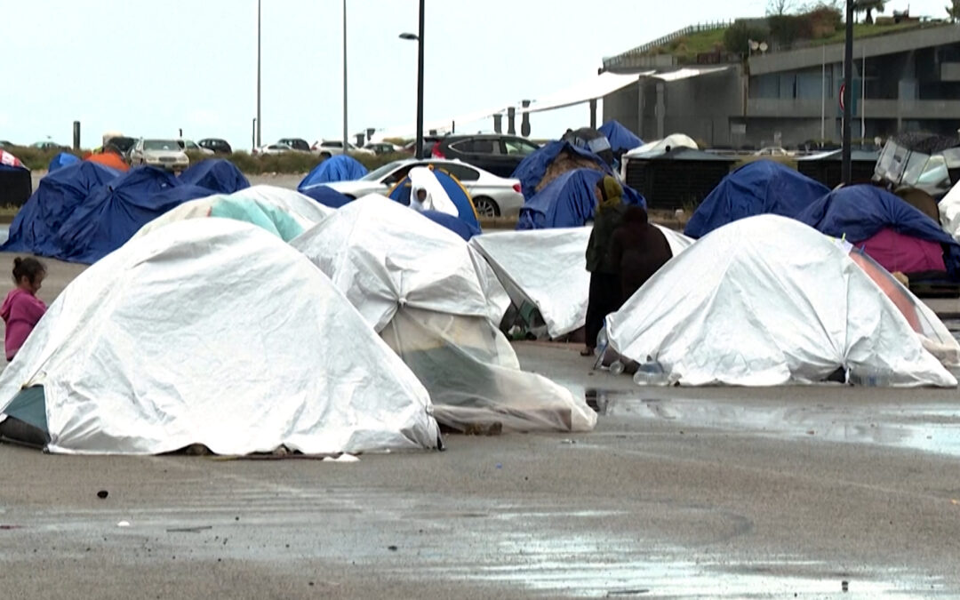 Displaced families shelter in tents in Beirut amid Israeli strikes