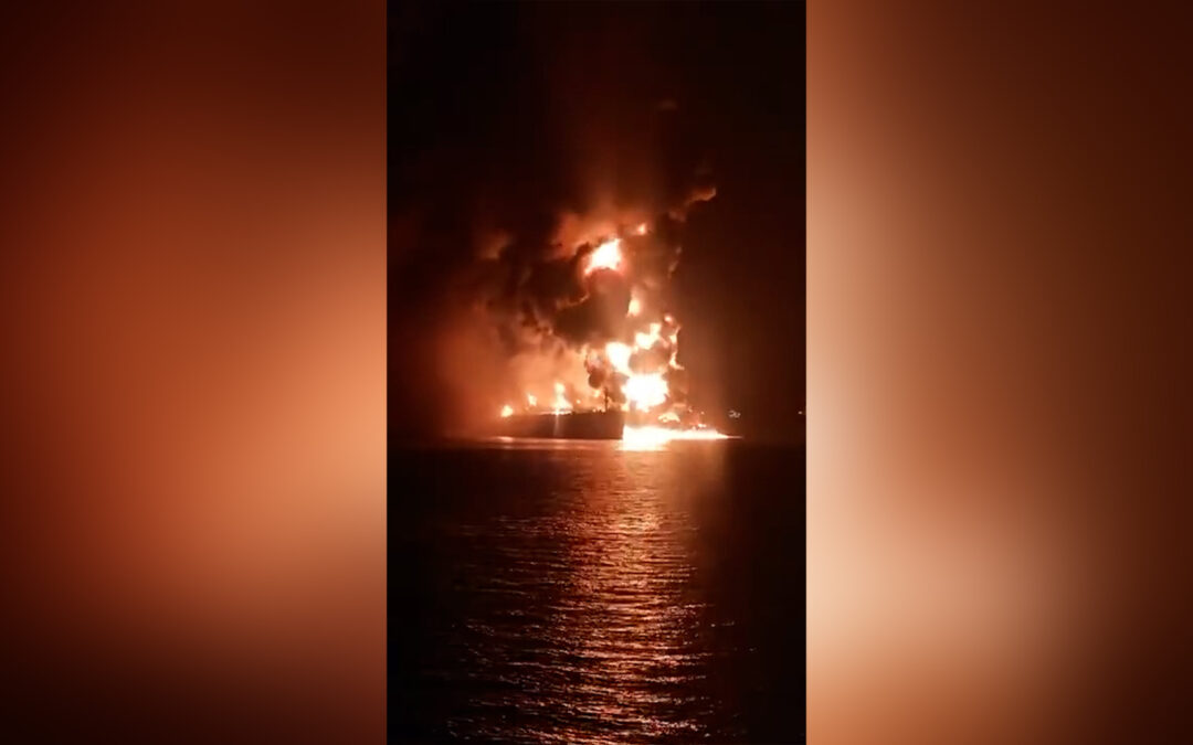 Massive fires on two oil tankers after attack in Iraqi waters