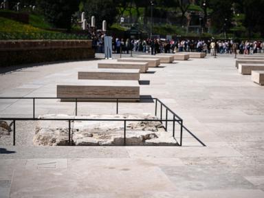 Rome’s Colosseum gets a fresh look that recreates the footprints of long-gone columns