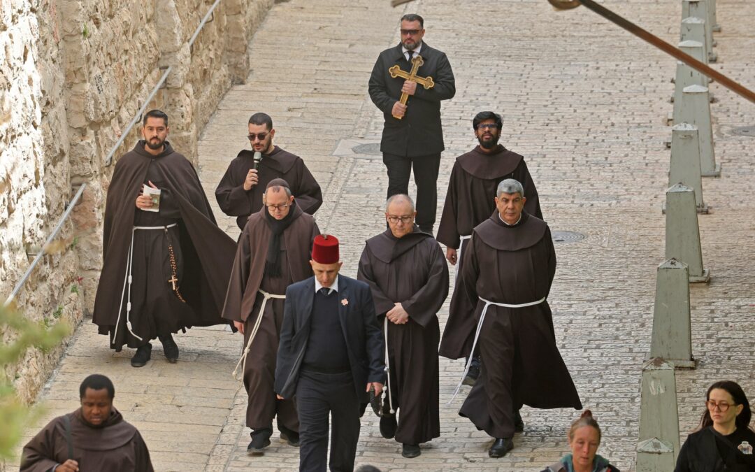Monks hold Easter prayers in deserted Old City of Jerusalem