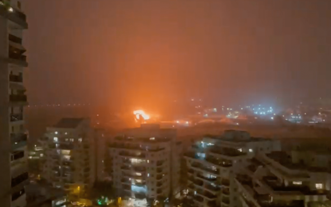 Videos capture projectile falling in central Israel after Iran strike