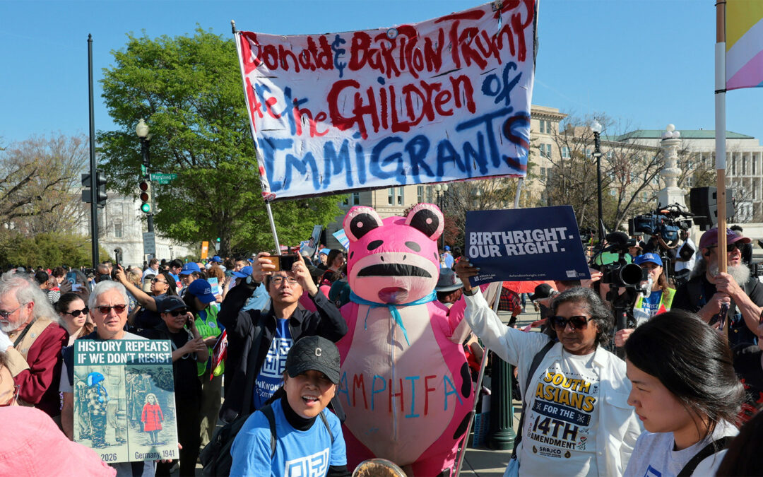 Protesters gather to oppose changes to US birthright citizenship law