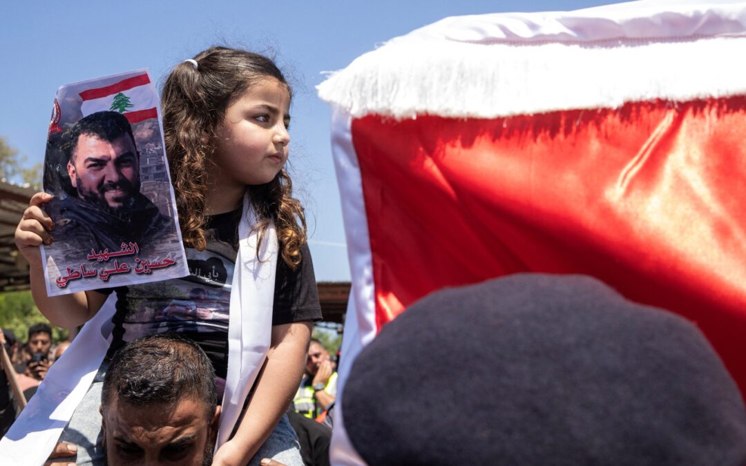 Lebanese girl mourns paramedic father killed in Israeli strike