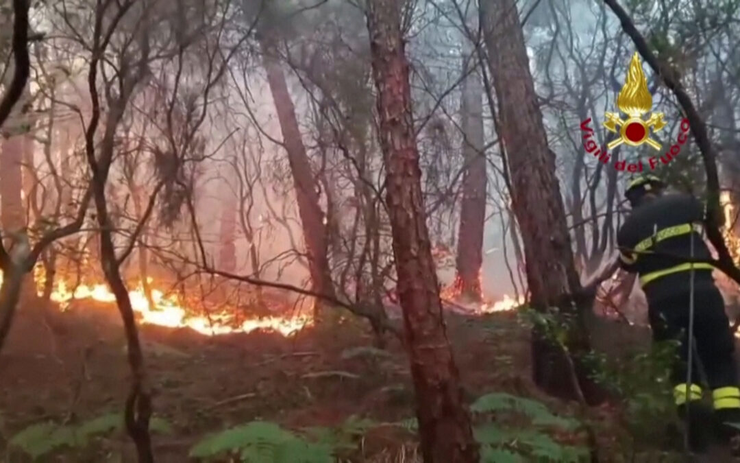 Italian firefighters respond to Tuscany wildfires