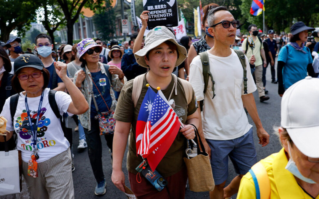 Thousands rally in Taiwan to boost defence spending amid China tensions