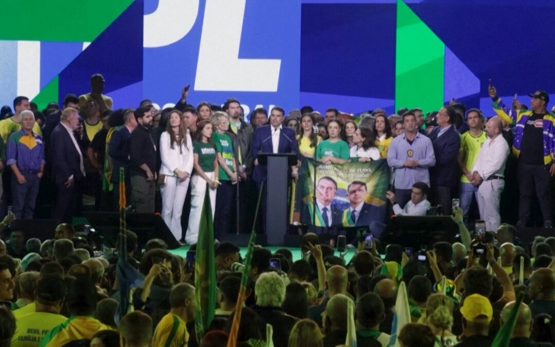 Flavio Bolsonaro launches Brazil presidential bid with Milei support