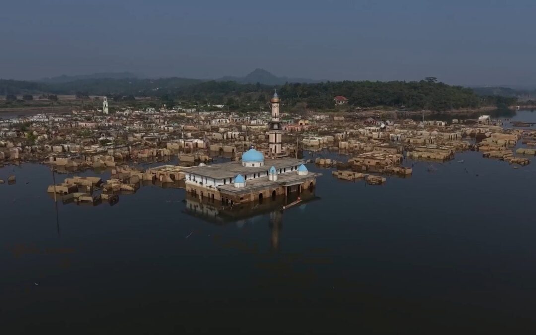 Submerged Indonesian village re-emerges as drought lowers water levels