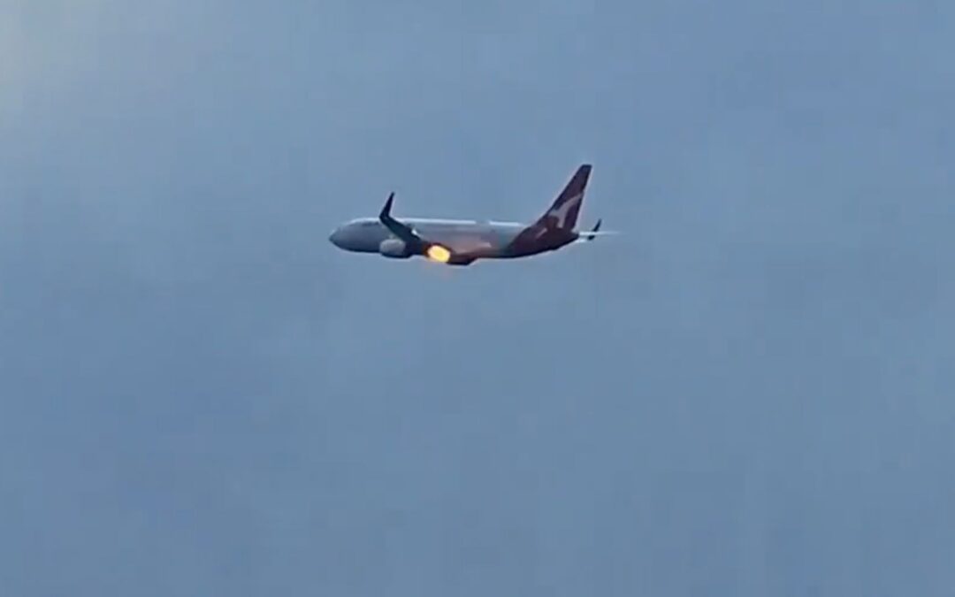 Flames burst from Qantas plane engine after New Zealand takeoff