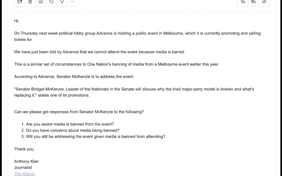 Coalition’s “MAGA arm” bans media