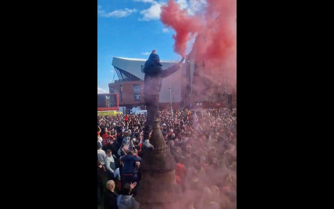 Liverpool fans give Manchester City a fiery welcome at Anfield