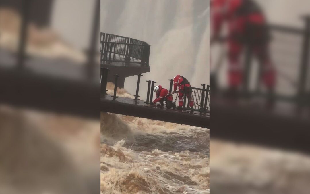 Iconic Iguazu Falls walkway dismantled amid record water levels
